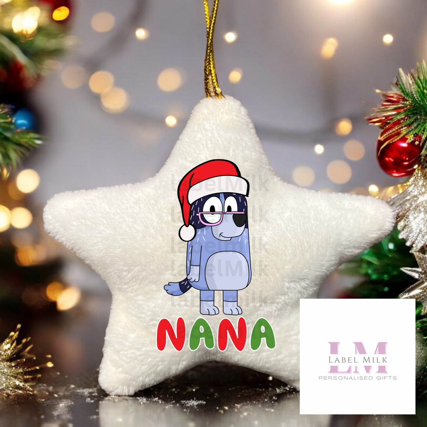 Bluey Christmas Bauble - Plush Velvet Star