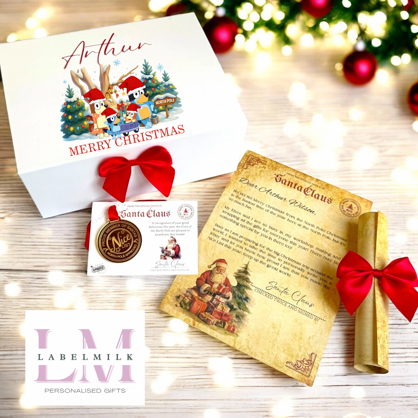 Personalised Christmas Eve Box - Santa Letter - Nice List Certificate - Christmas Medal - Paw Patrol