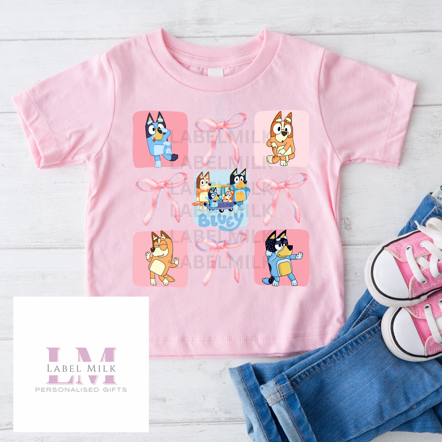 Kids Blue Dog Bow T-Shirt - EXCLUSIVE