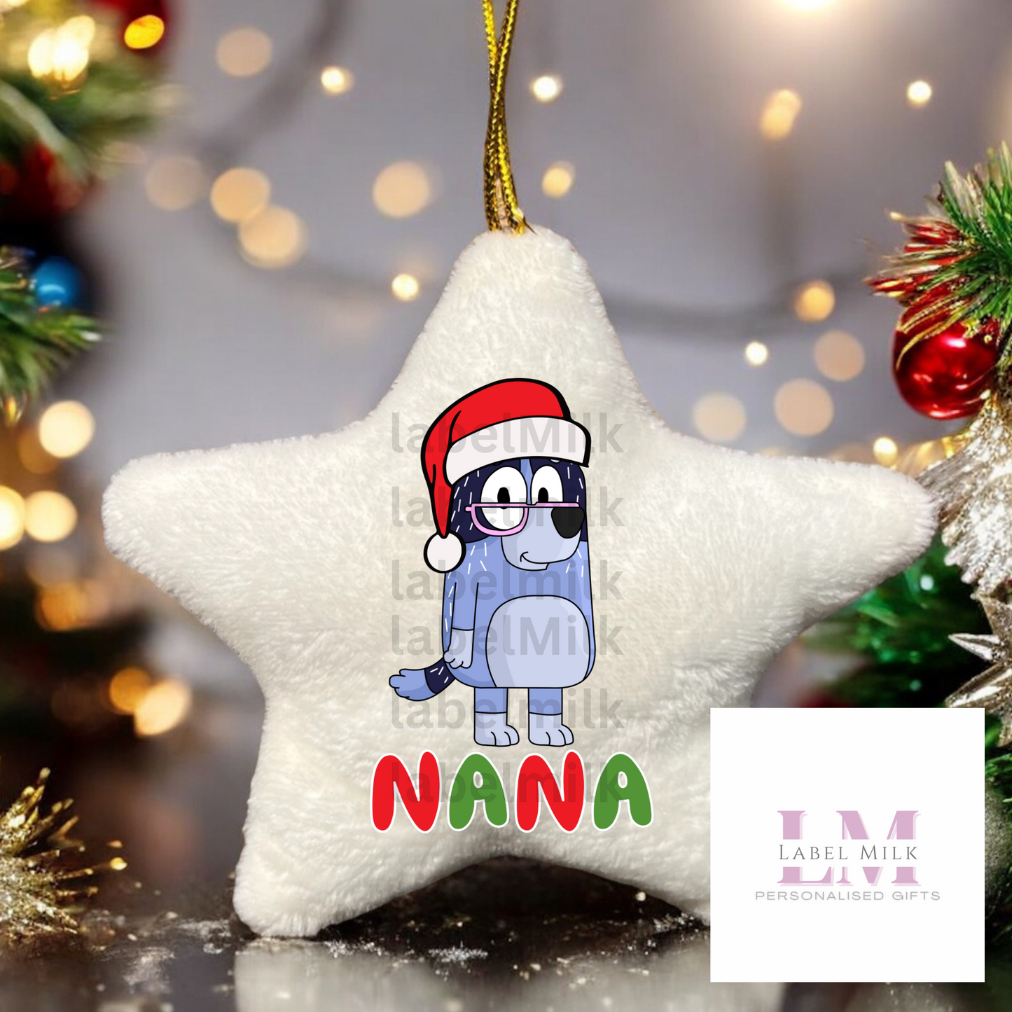 Bluey Christmas Bauble - Plush Velvet Star