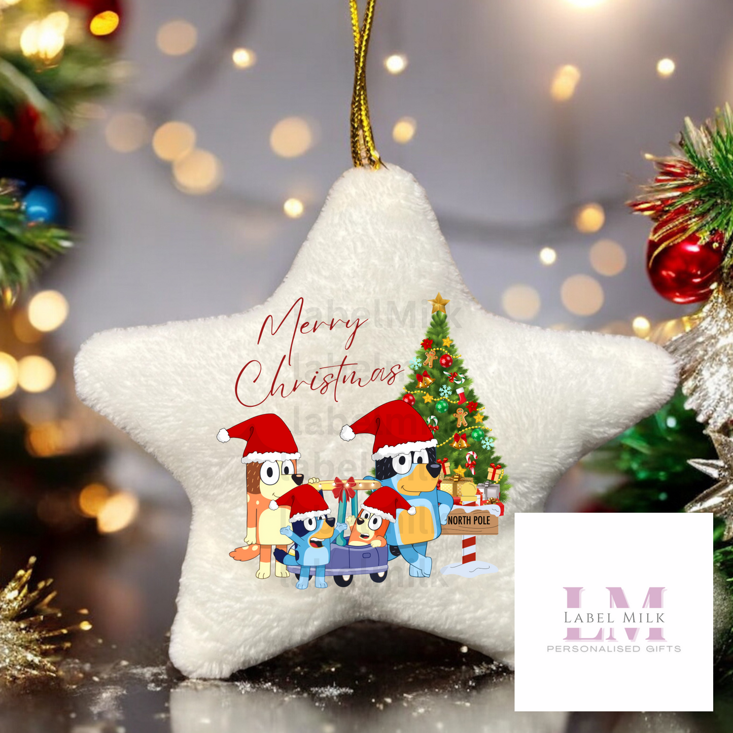 Bluey Christmas Bauble - Plush Velvet Star
