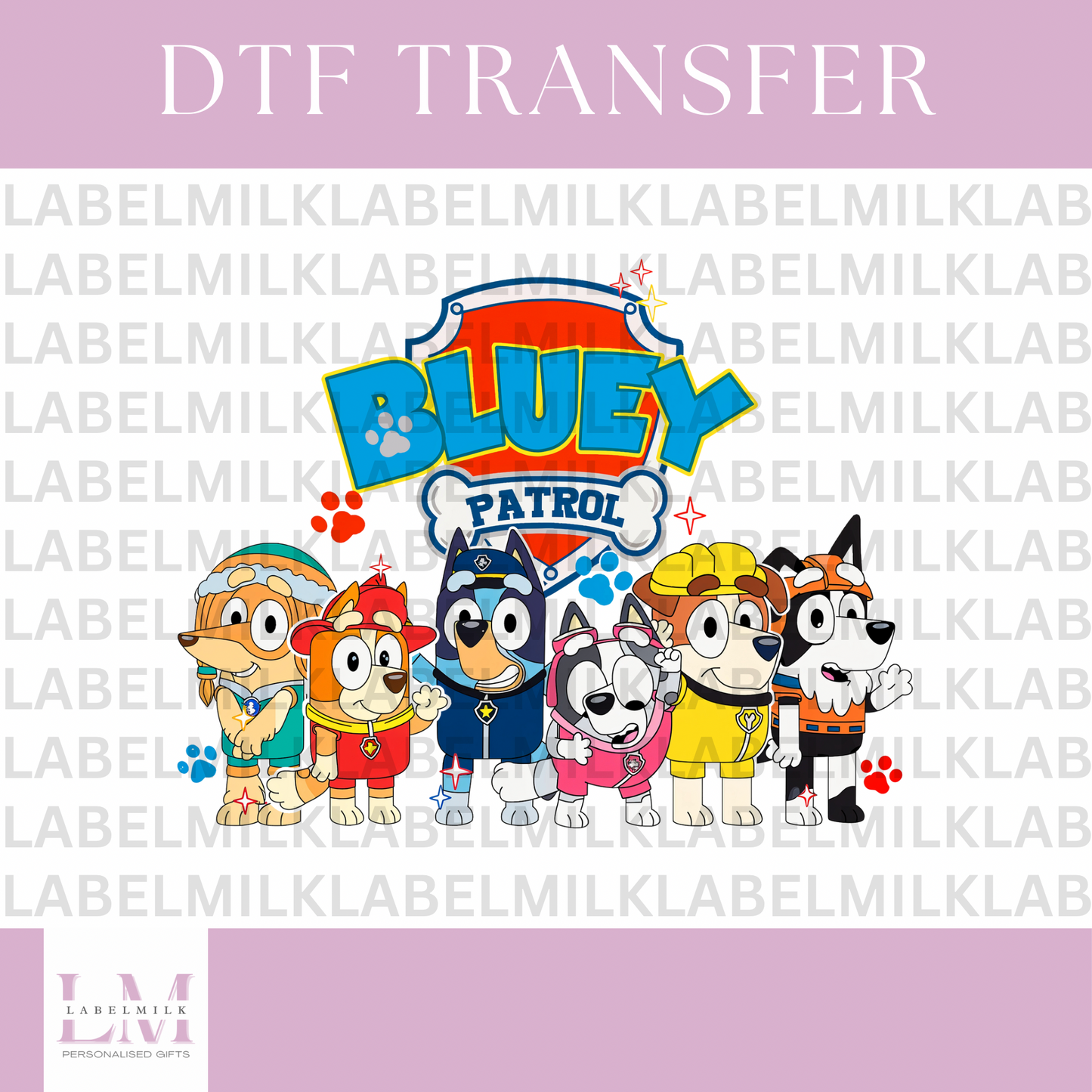 DTF Transfers - Bluey X Paw Patrol