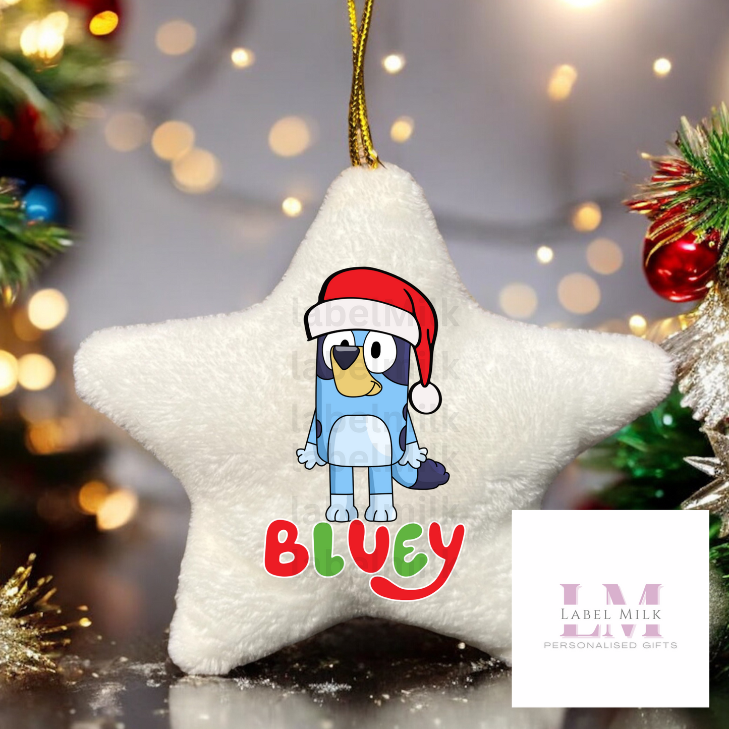 Bluey Christmas Bauble - Plush Velvet Star