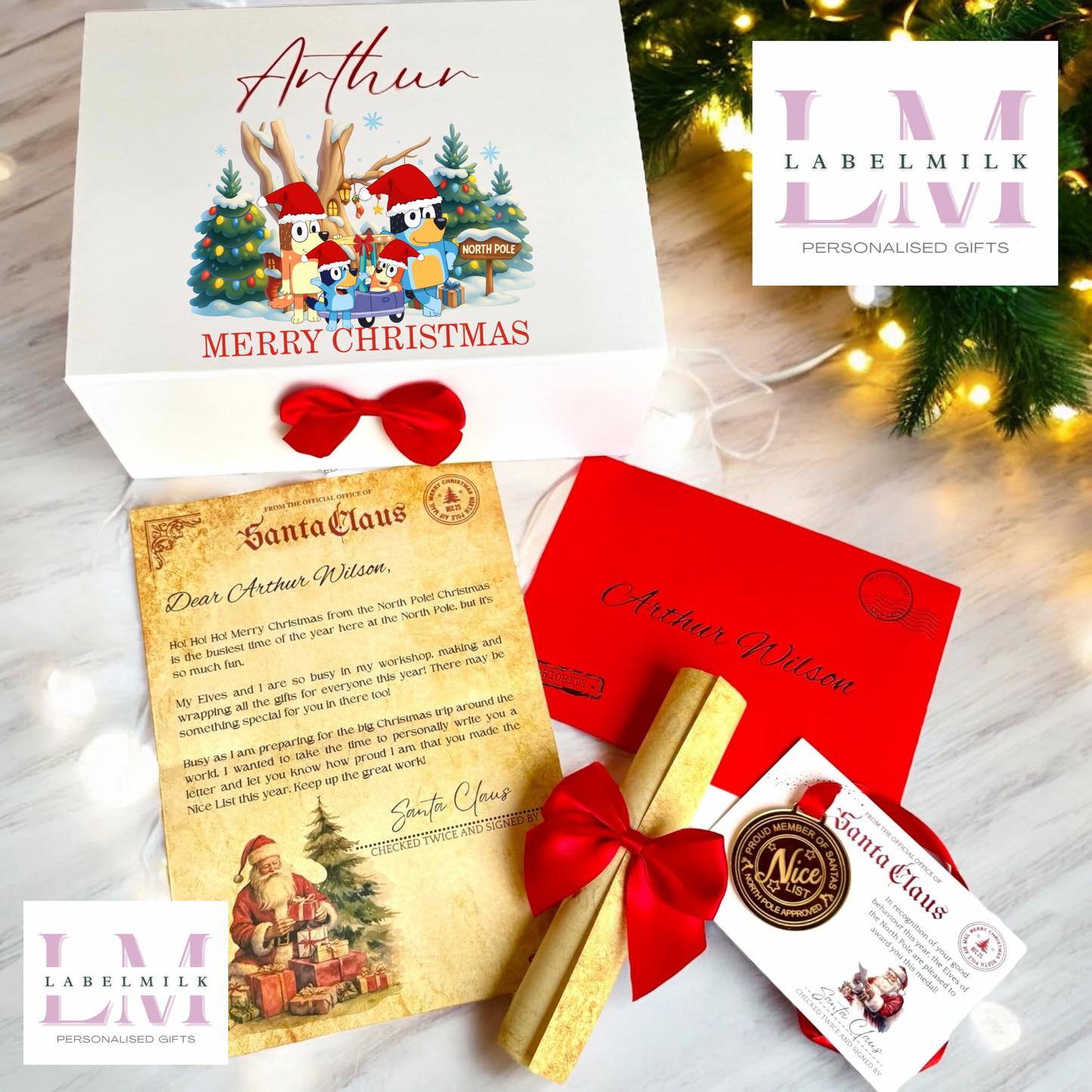 Personalised Christmas Eve Box - Santa Letter - Nice List Certificate - Christmas Medal - Paw Patrol