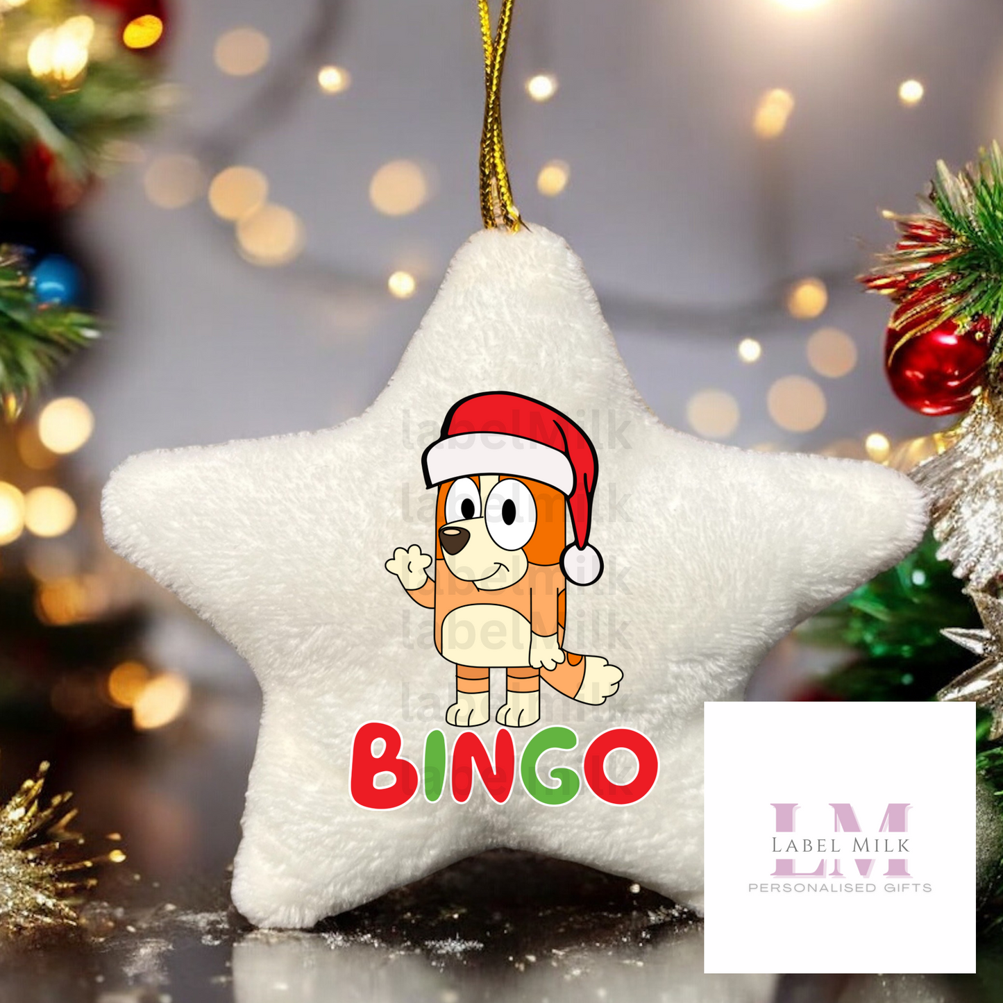 Bluey Christmas Bauble - Plush Velvet Star
