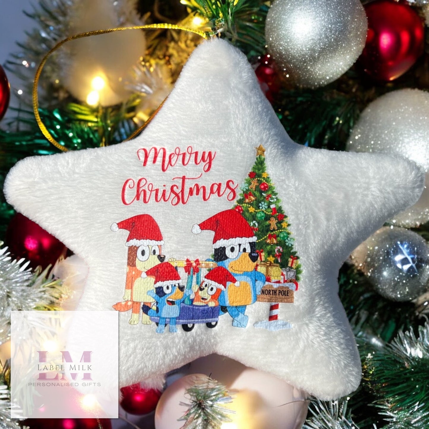 Bluey Christmas Bauble - Plush Velvet Star