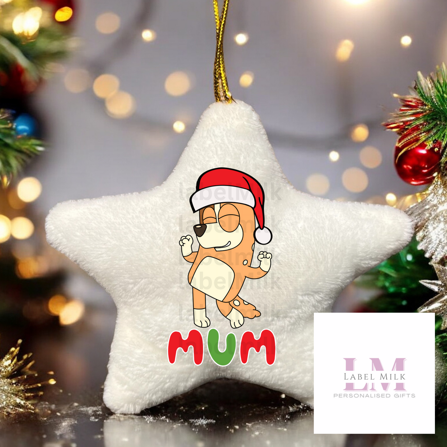 Bluey Christmas Bauble - Plush Velvet Star