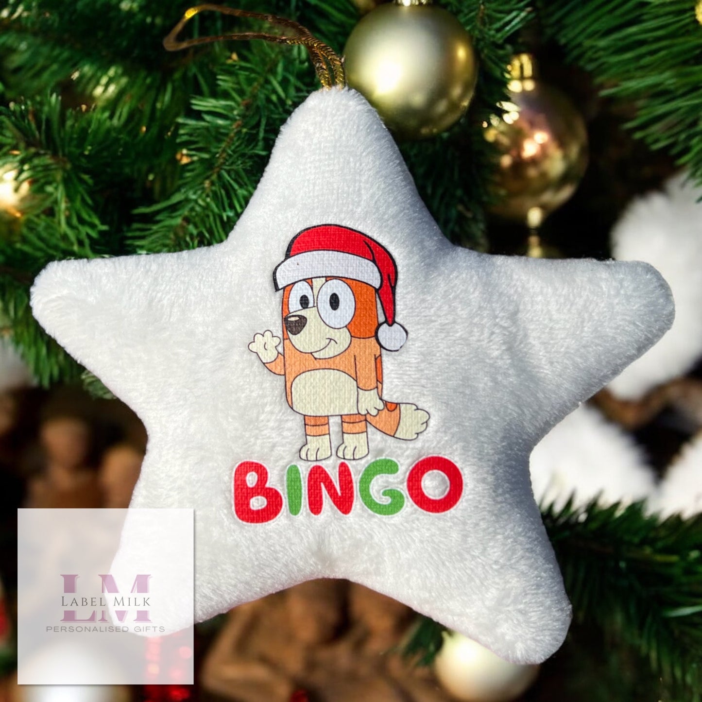 Bluey Christmas Bauble - Plush Velvet Star