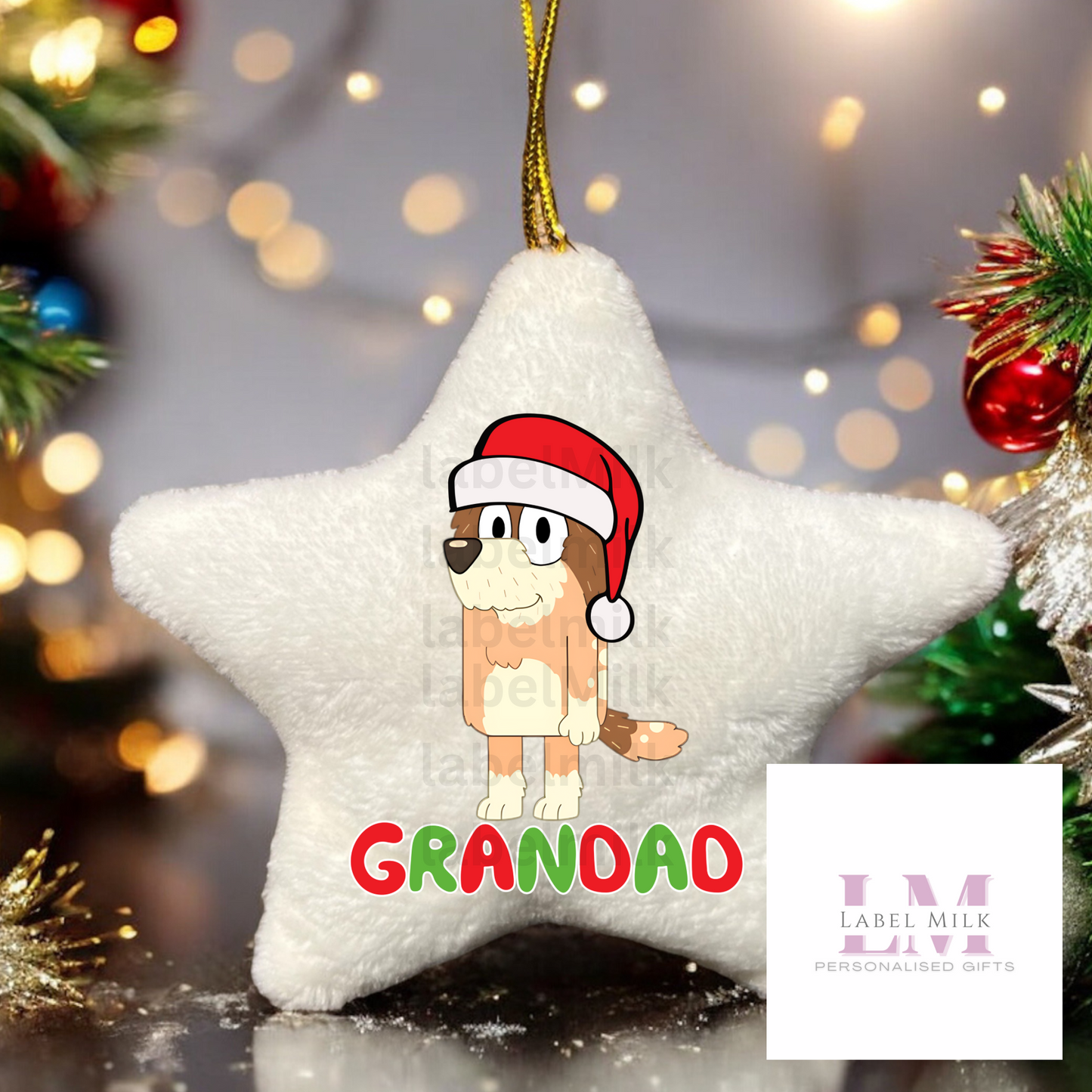 Bluey Christmas Bauble - Plush Velvet Star