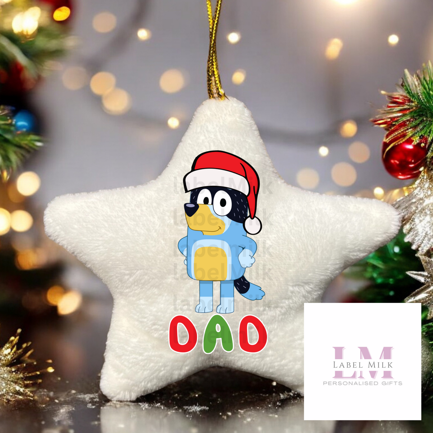 Bluey Christmas Bauble - Plush Velvet Star