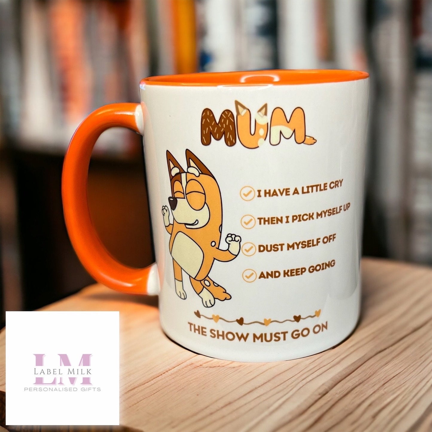 Blue Dog Mum Checklist Mug - Orange