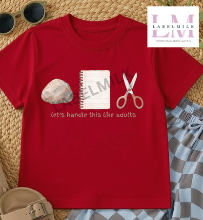 Let's Handle This Like Adults T-Shirt- Kids Funny Retro Game Top