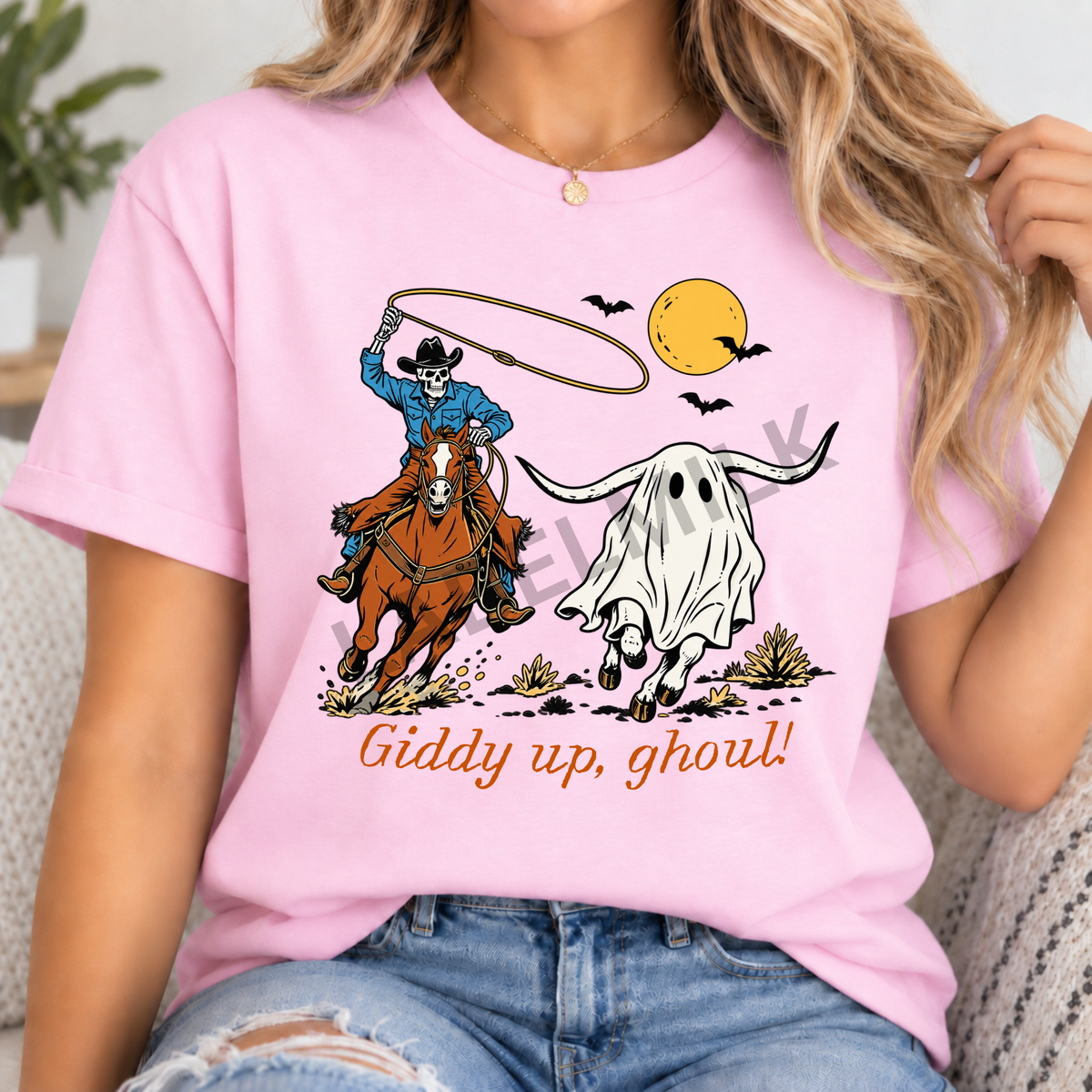 Giddy Up, Ghouls! - Adults Cowboys & Ghosts T-Shirt