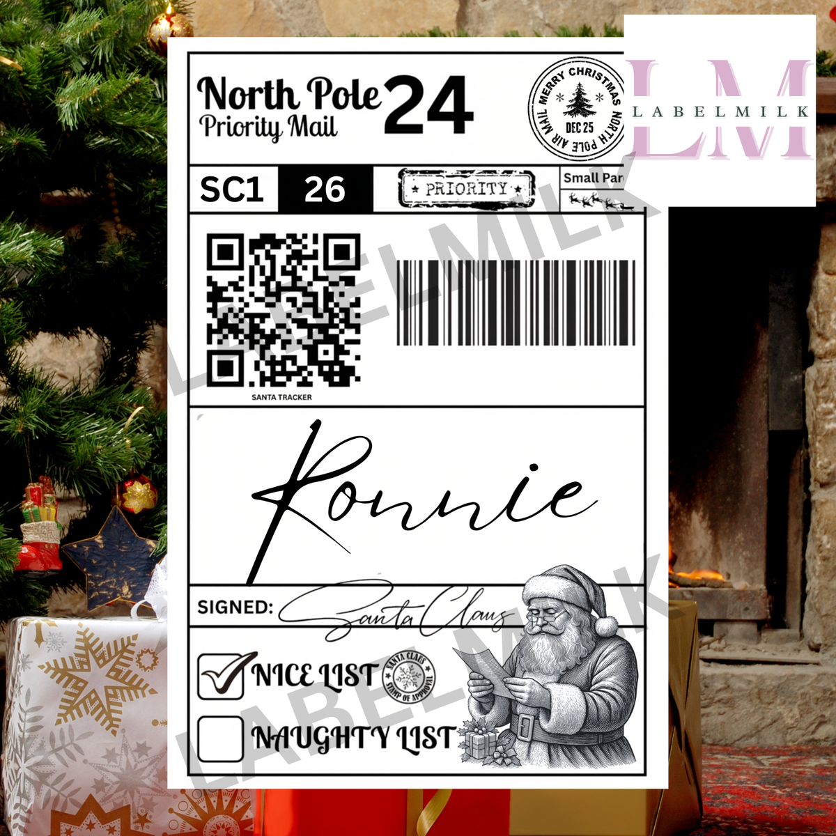 Personalised Christmas Shipping Label - Present Labels
