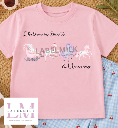 Christmas Unicorns - Children’s I Believe T-Shirt