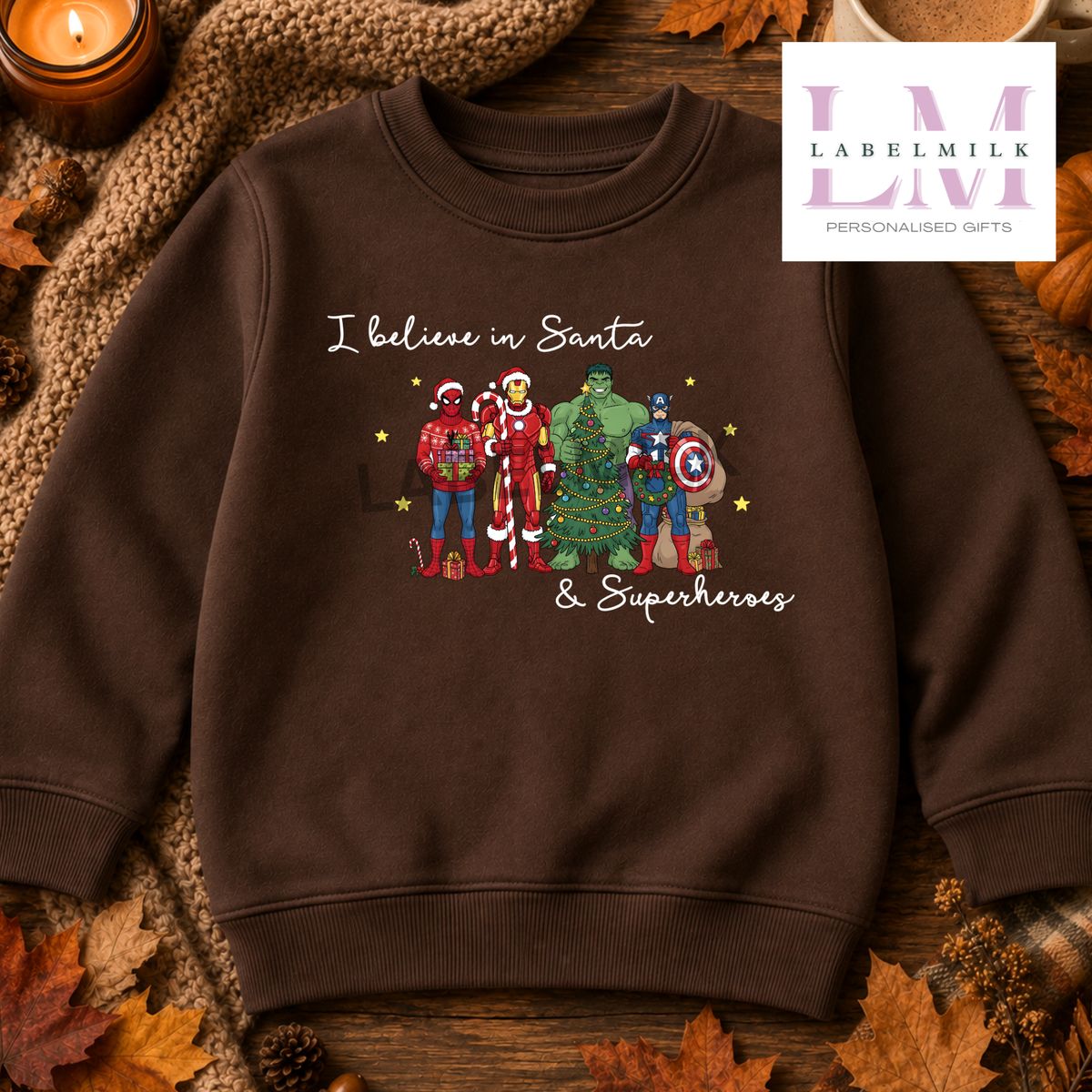 I believe In Superheroes Sweatshirt - Kids Christmas Jumper