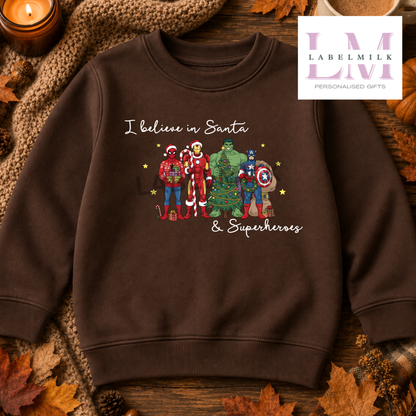 I believe In Superheroes Sweatshirt - Kids Christmas Jumper