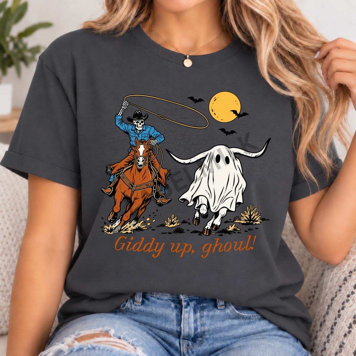 Giddy Up, Ghouls! - Adults Cowboys & Ghosts T-Shirt