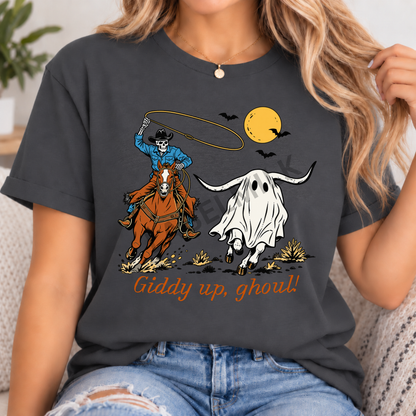 Giddy Up, Ghouls! - Adults Cowboys & Ghosts T-Shirt