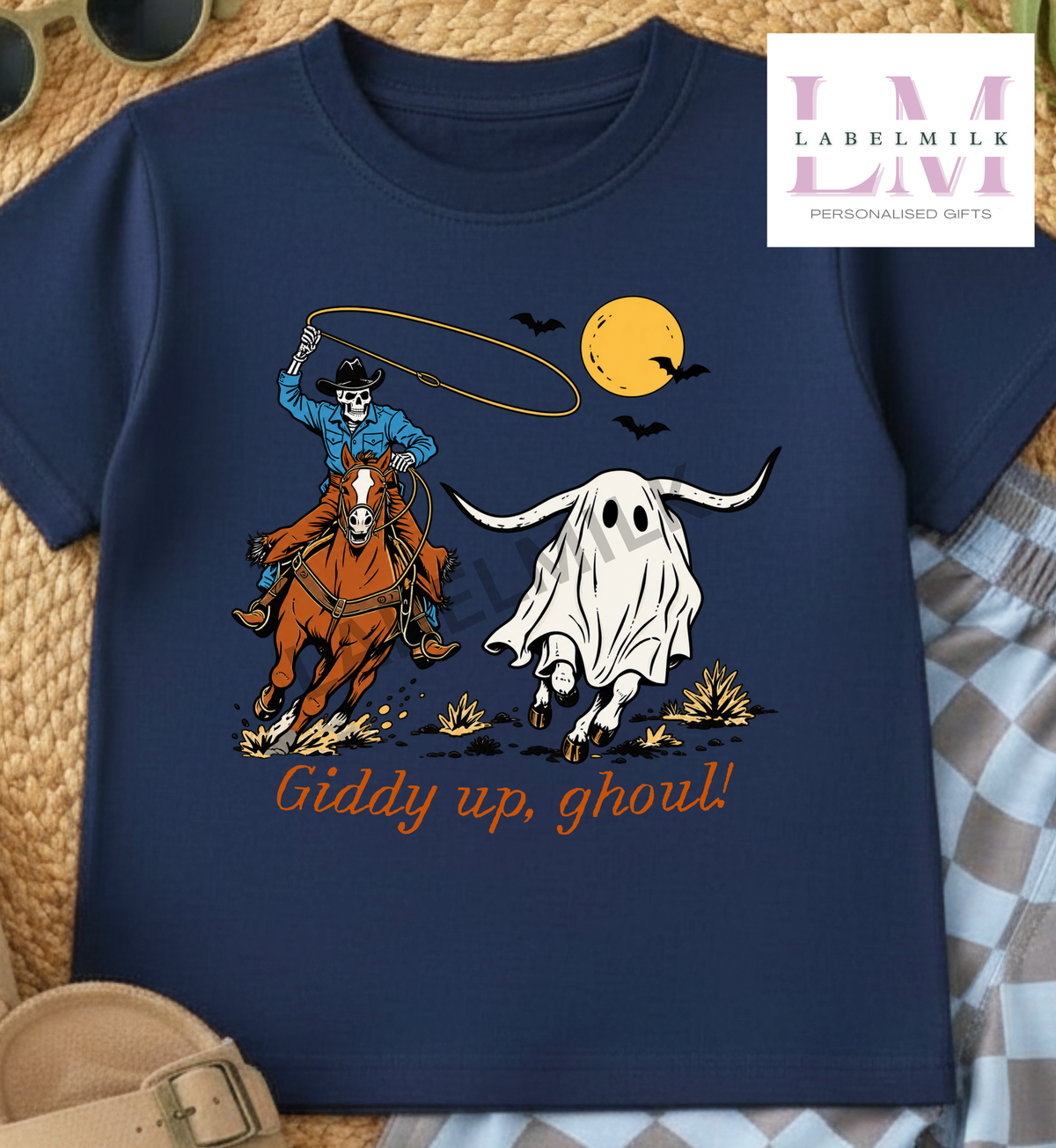 Giddy Up, Ghouls! - Kids Cowboy & Ghosts T-Shirt