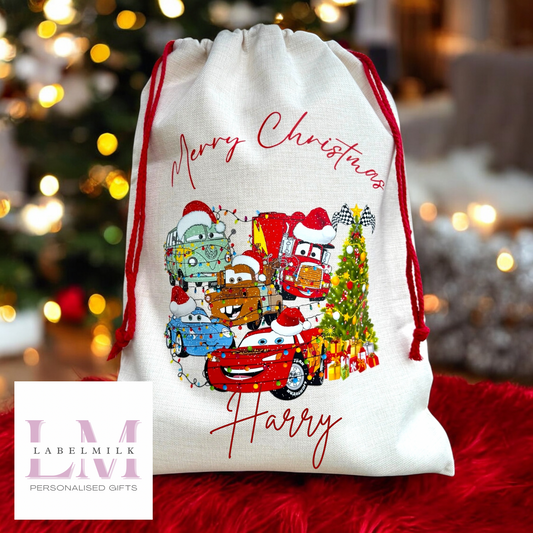 Personalised Cars Christmas Sack