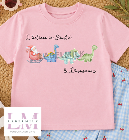 Christmas Dinosaurs - Children’s I Believe T-Shirt