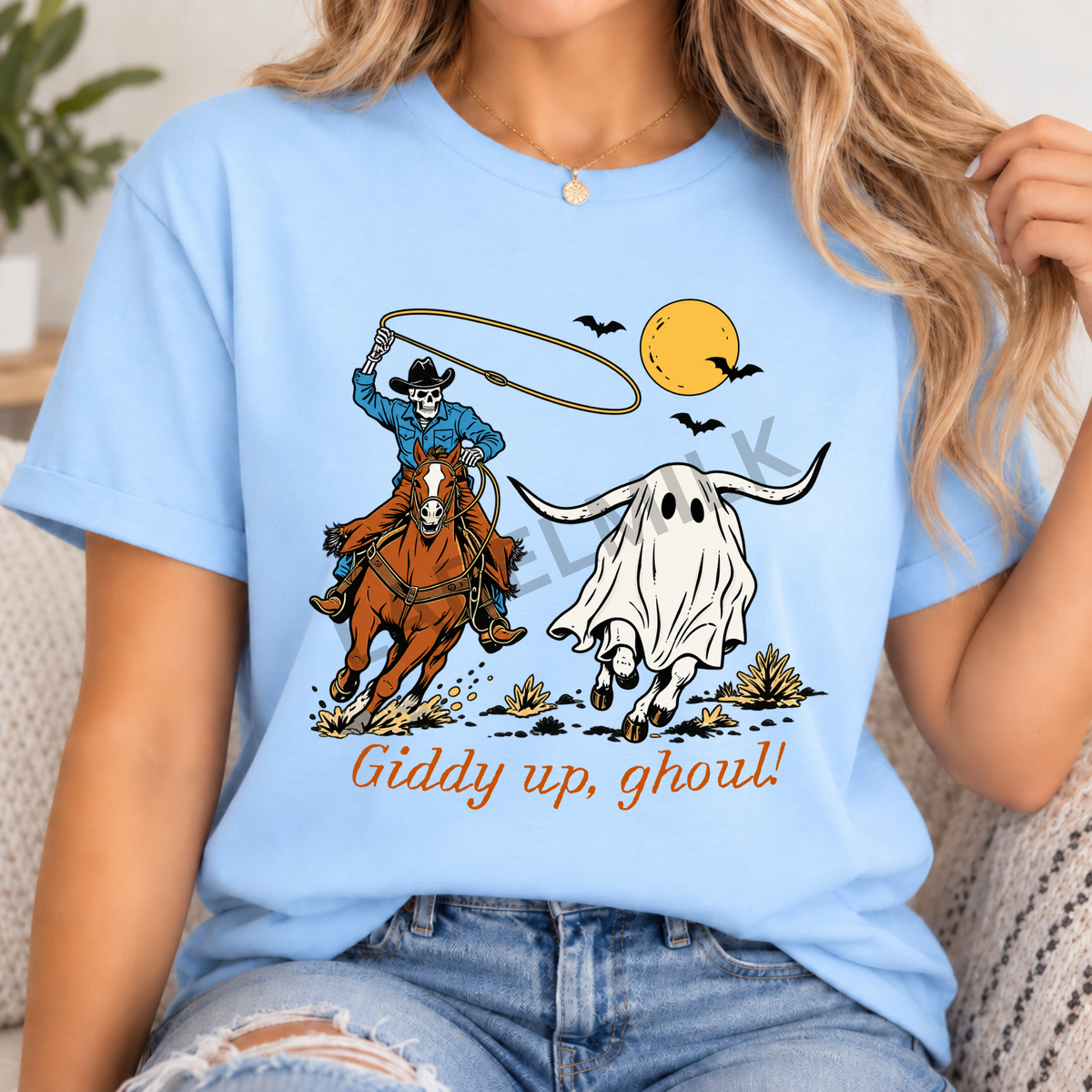 Giddy Up, Ghouls! - Adults Cowboys & Ghosts T-Shirt