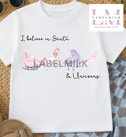 Christmas Unicorns - Children’s I Believe T-Shirt