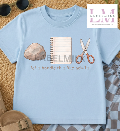 Let's Handle This Like Adults T-Shirt- Kids Funny Retro Game Top