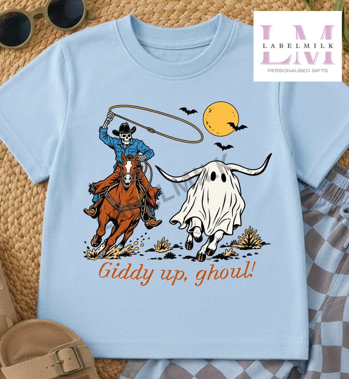 Giddy Up, Ghouls! - Kids Cowboy & Ghosts T-Shirt
