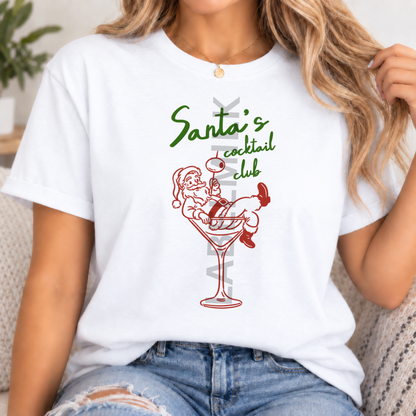 Santa's Cocktail Club - Adults Funny Christmas T-Shirt