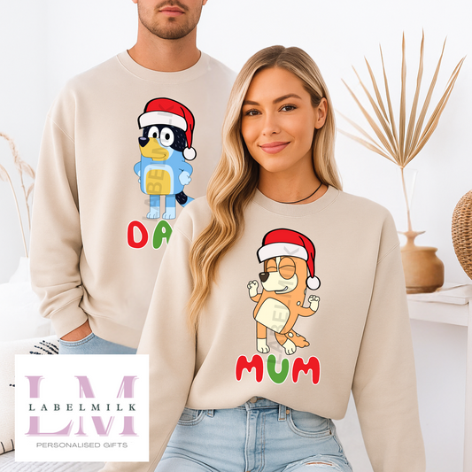Adult Bluey Christmas Jumper - Mum & Dad