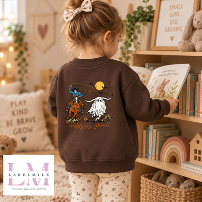 Giddy Up, Ghouls! Sweatshirt - Kids Cowboys & Ghosts Jumper
