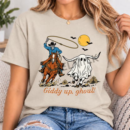 Giddy Up, Ghouls! - Adults Cowboys & Ghosts T-Shirt