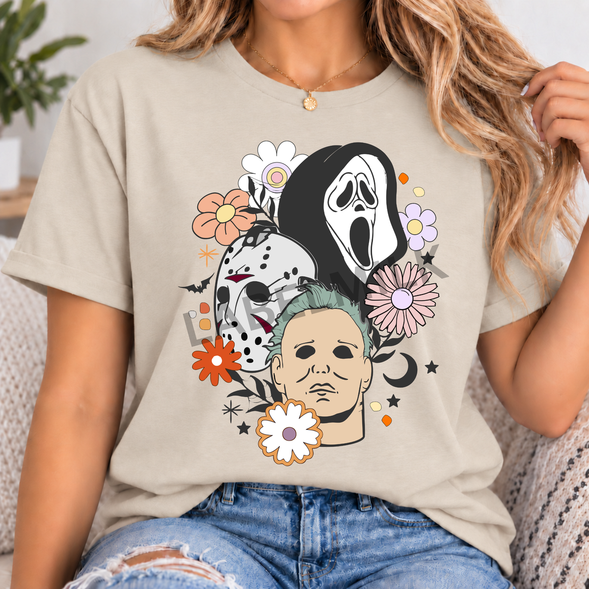 Floral Halloween Faces T-Shirt - Adults Funny Halloween T-Shirt