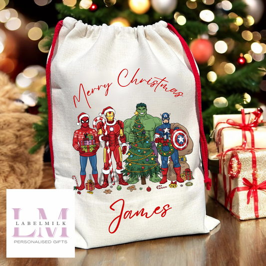Personalised Superhero Christmas Sack