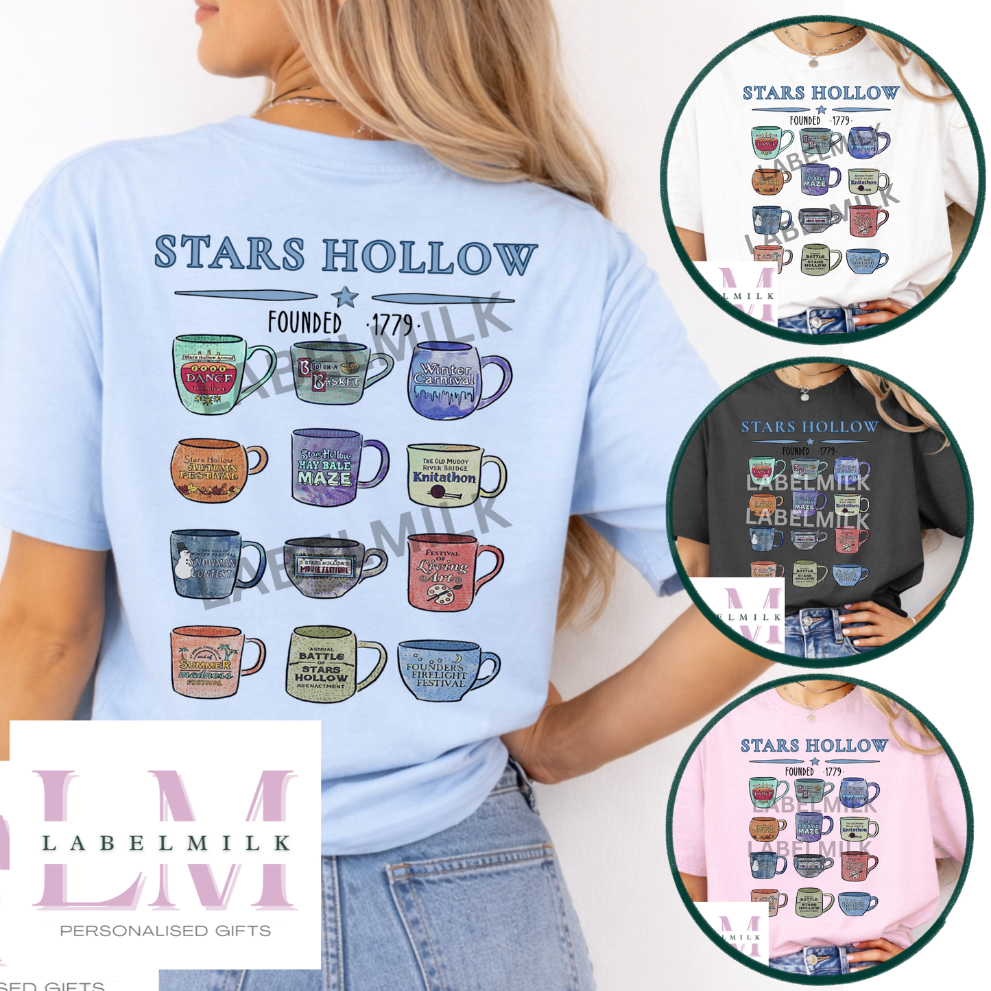 Gilmore Girls Coffee Cups T-Shirt - Stars Hollow