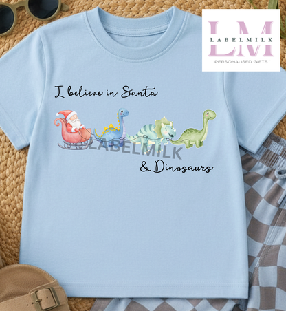 Christmas Dinosaurs - Children’s I Believe T-Shirt