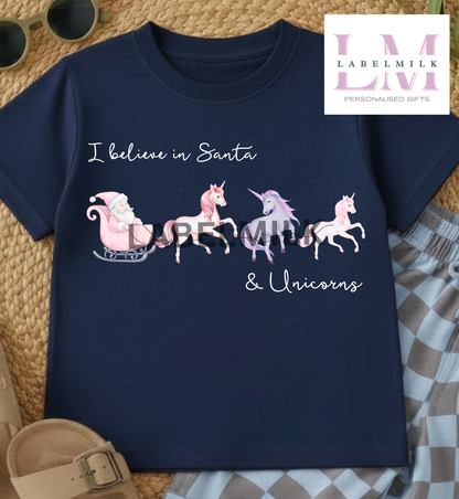 Christmas Unicorns - Children’s I Believe T-Shirt