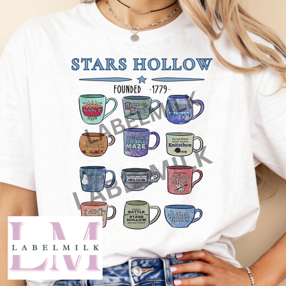 Gilmore Girls Coffee Cups T-Shirt - Stars Hollow