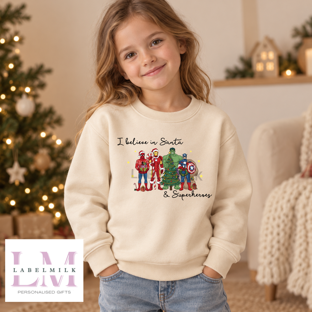 I believe In Superheroes Sweatshirt - Kids Christmas Jumper