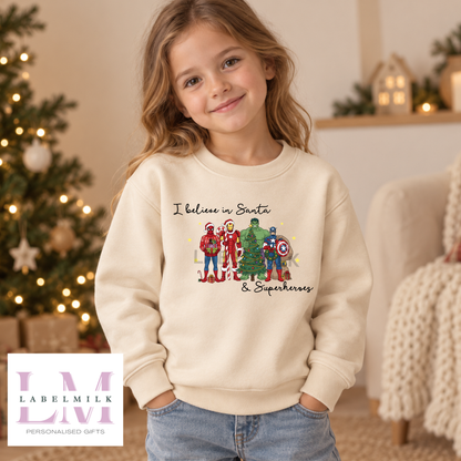 I believe In Superheroes Sweatshirt - Kids Christmas Jumper