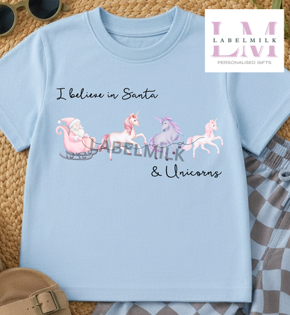Christmas Unicorns - Children’s I Believe T-Shirt