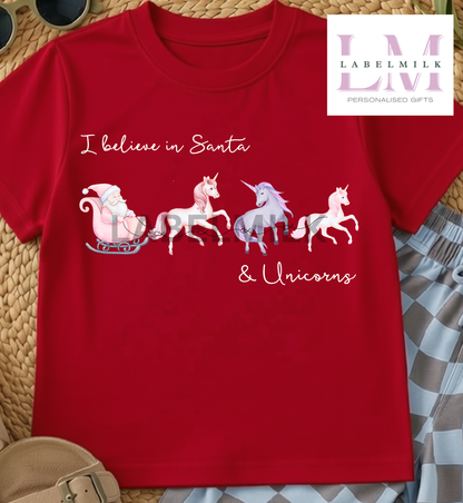 Christmas Unicorns - Children’s I Believe T-Shirt