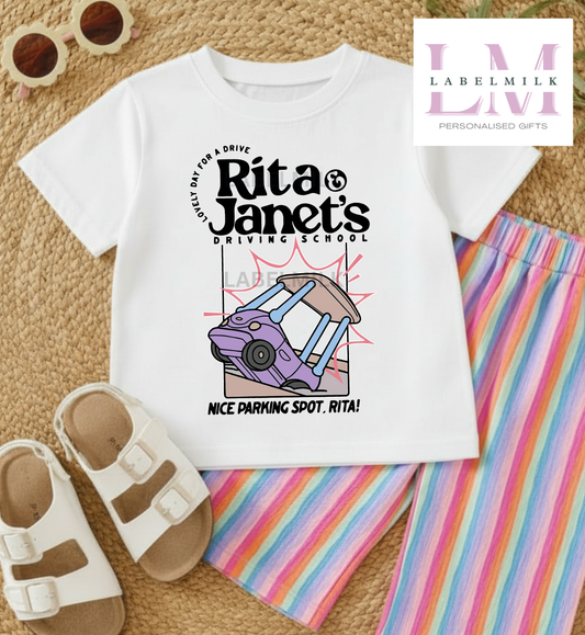 Rita & Janet’s Driving School T-Shirt (Bluey Grannies)