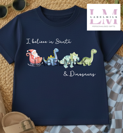Christmas Dinosaurs - Children’s I Believe T-Shirt
