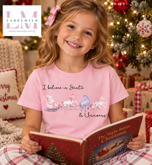 Christmas Unicorns - Children’s I Believe T-Shirt