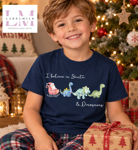 Christmas Dinosaurs - Children’s I Believe T-Shirt