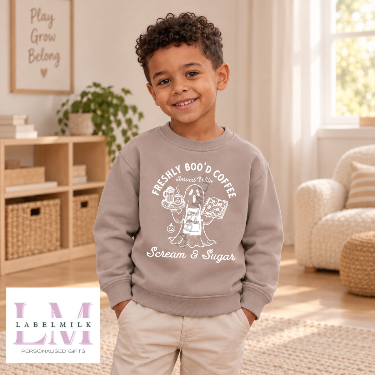 Just Boo'd Coffee Sweatshirt - Kids Funny Coffee Jumper