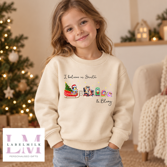I believe In Bluey Sweatshirt - Kids Christmas Jumper